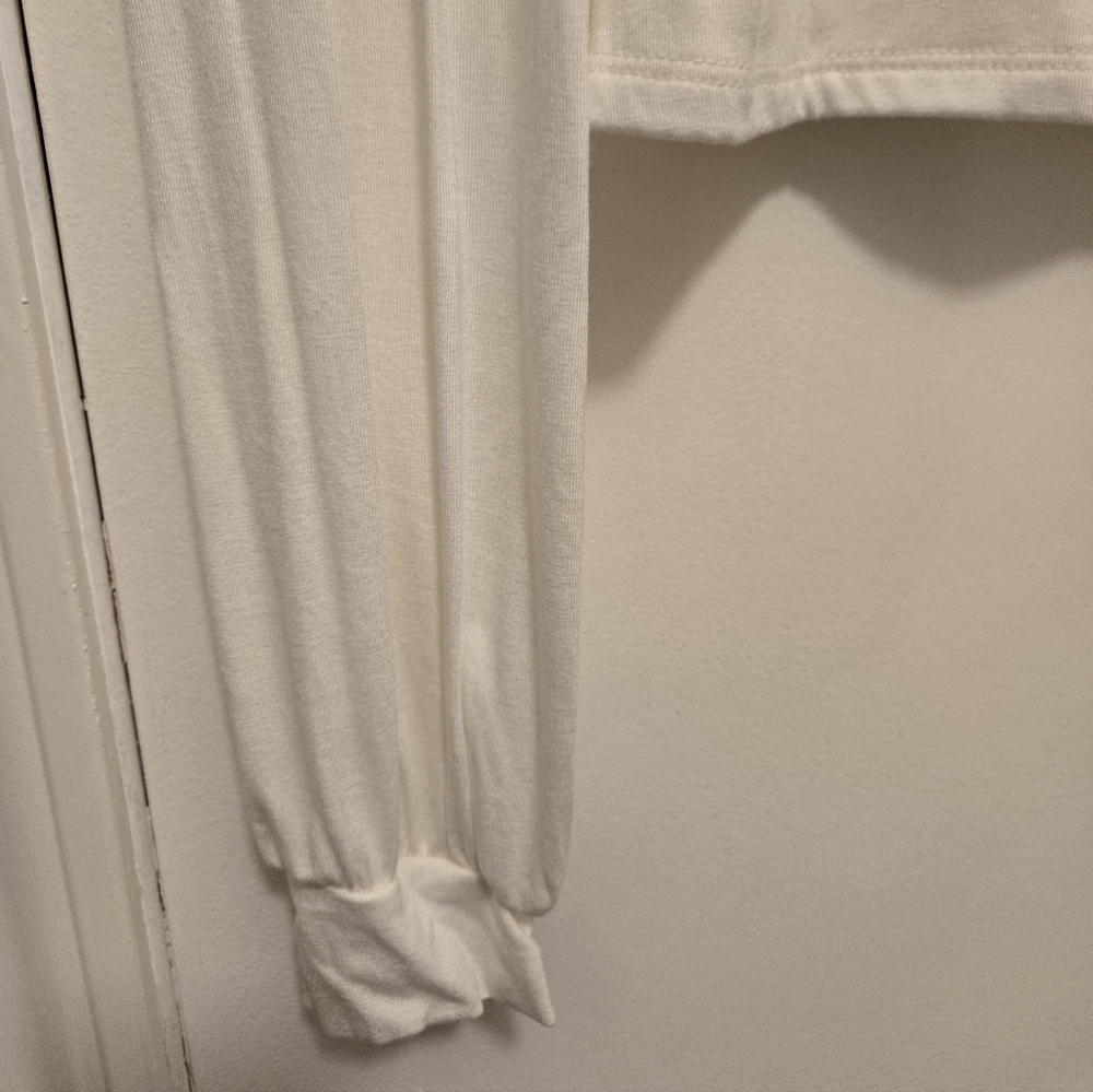 Lulus Long Sleeve Crop Blouse Off-White Size Medium - Picture 6 of 11